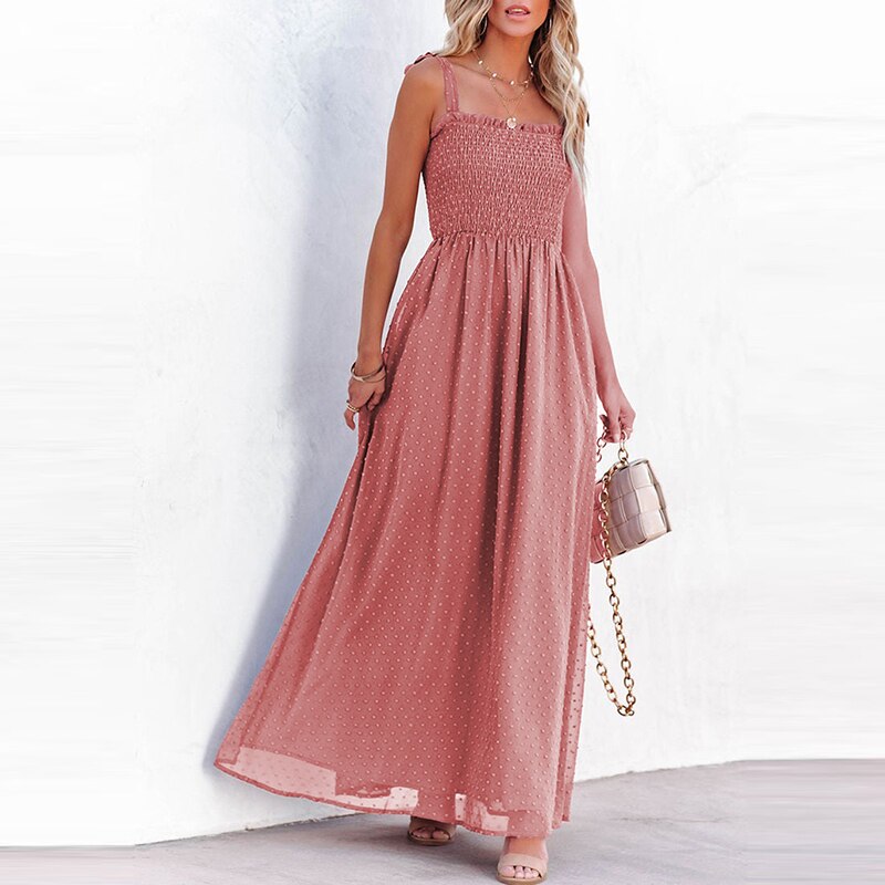 Lara - Airy maxi dress with a delicate polka dot pattern