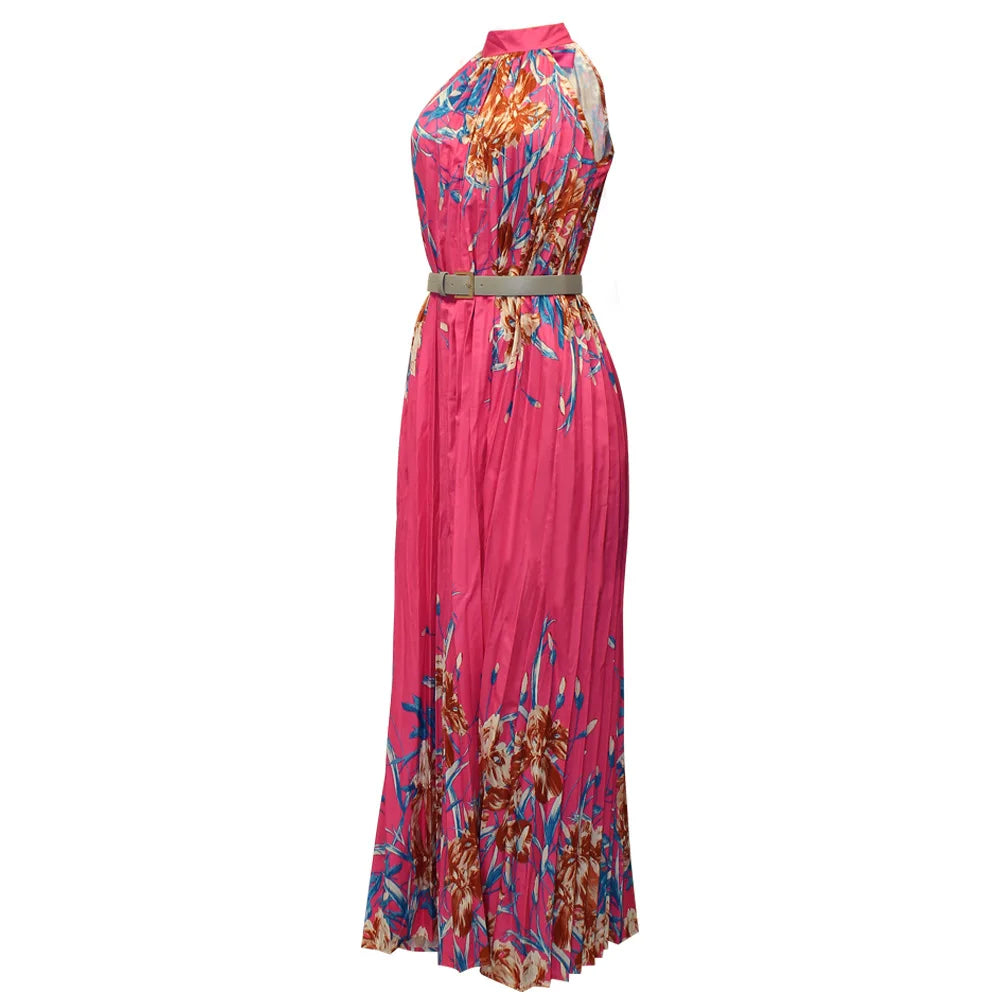 Leah - Floral maxi dress with pleats