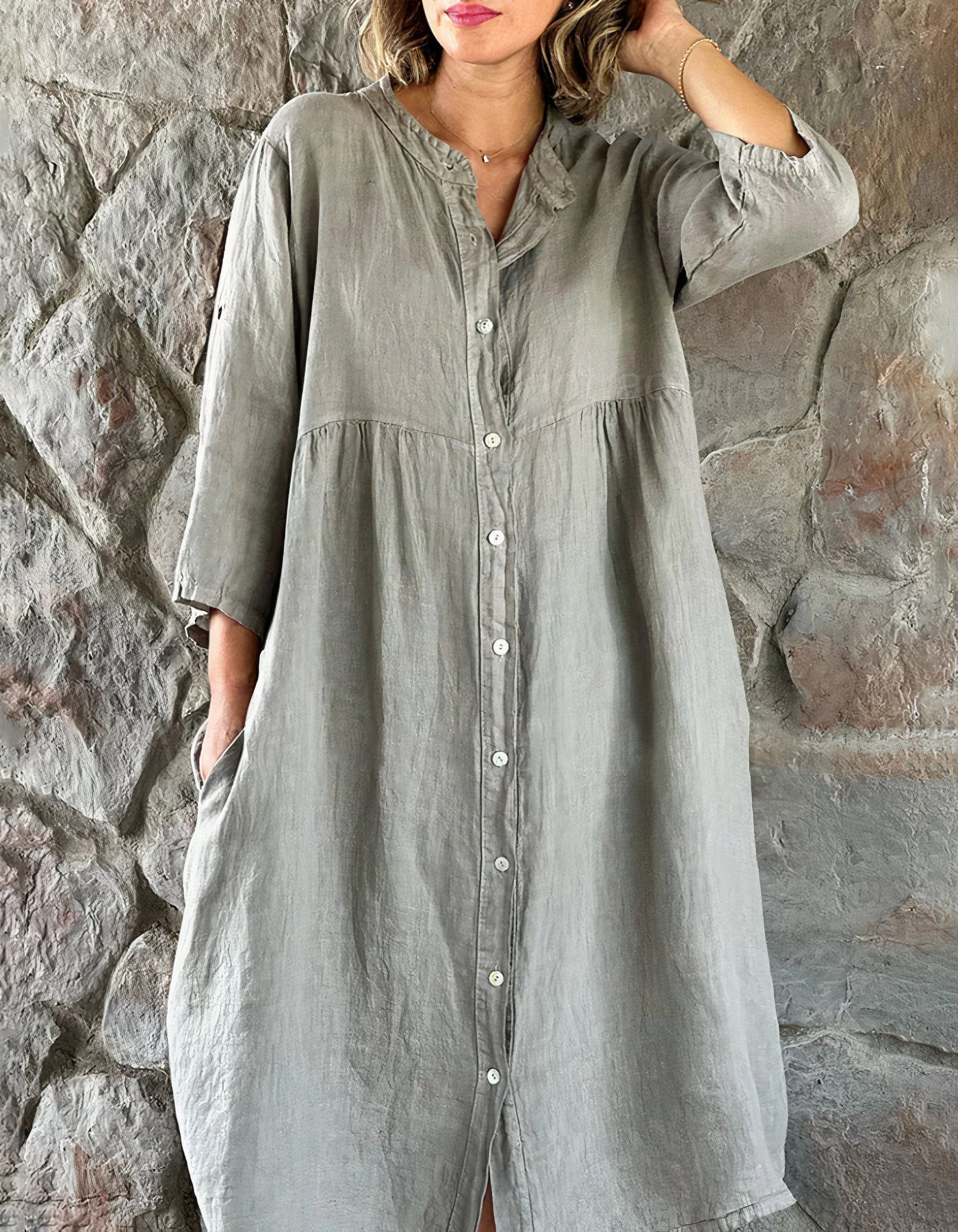 Linen Long Midi-Dress