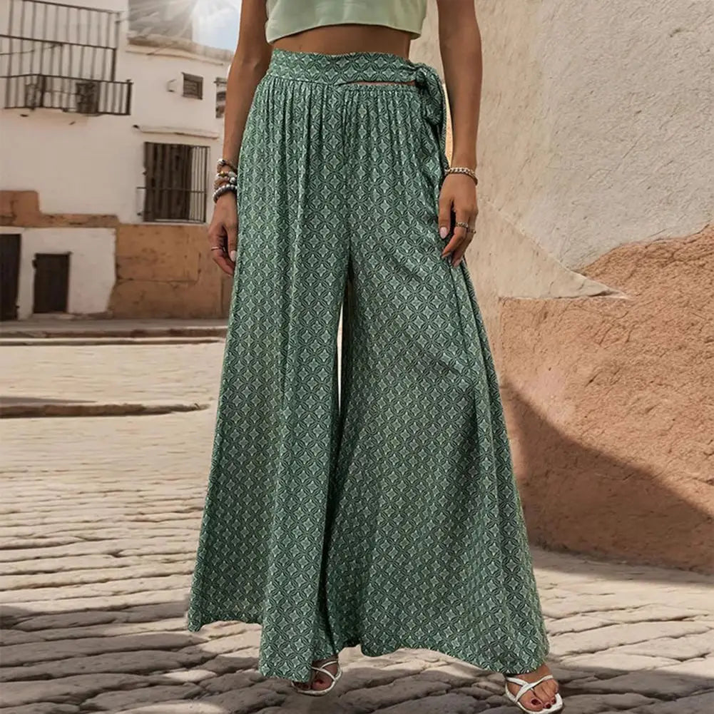 Sophia - High-waisted wide trousers with print pattern