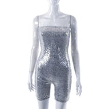 Evelina - Glittering sequin jumpsuit with strapless cut