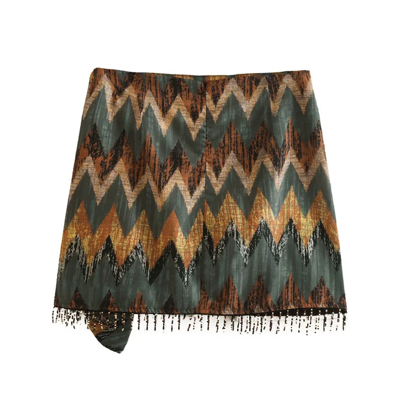 Zara - Wrap skirt with zigzag pattern