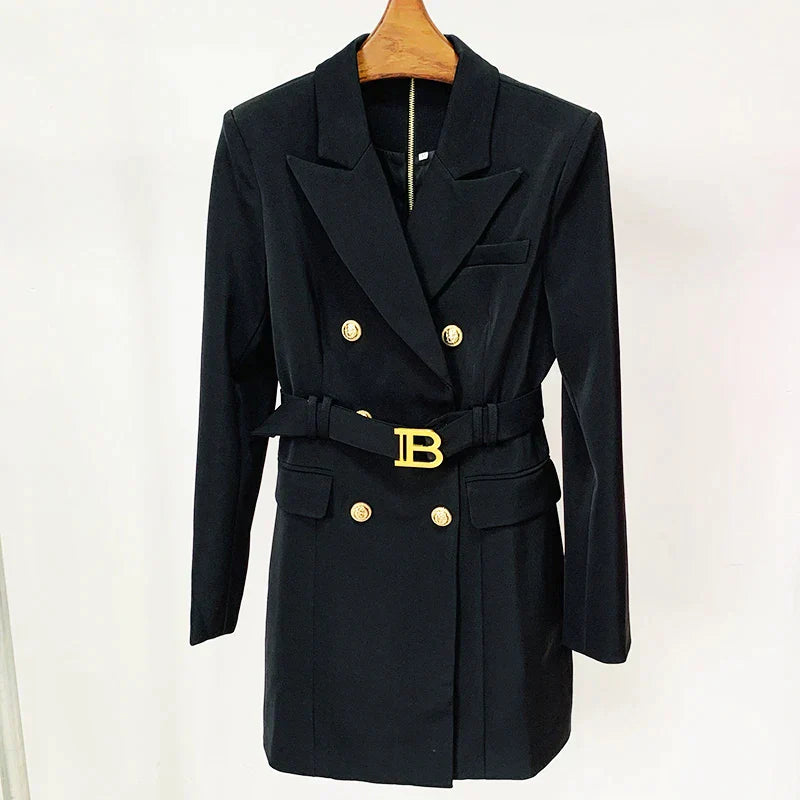 Bianca - Double-breasted blazer dress with gold button details