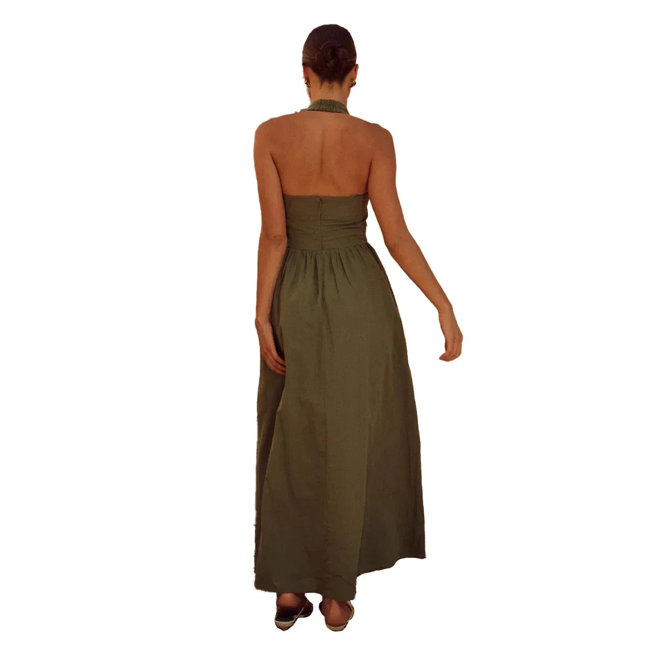 Penelope - Elegant linen maxi dress with halter neckline