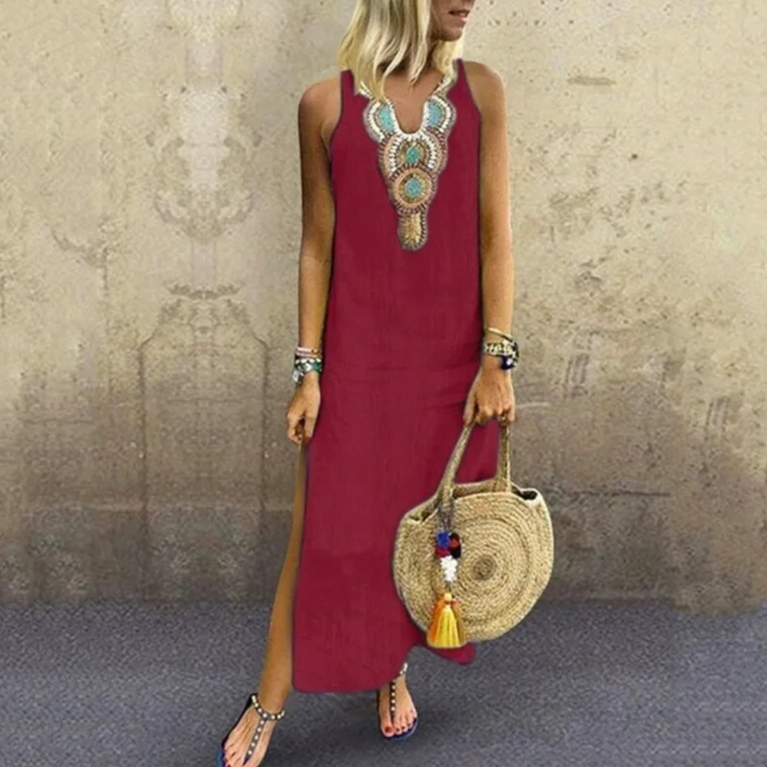 Patrizia - Bohemian sexy dress with V-neckline