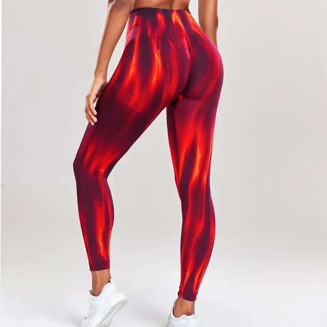 Marina - Performance leggings With High Waist and Seamless Wave Pattern