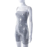 Evelina - Glittering sequin jumpsuit with strapless cut