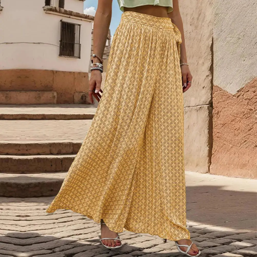 Sophia - High-waisted wide trousers with print pattern