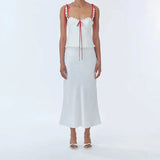 Kelly - Satin camisole and skirt set with drawstring detail