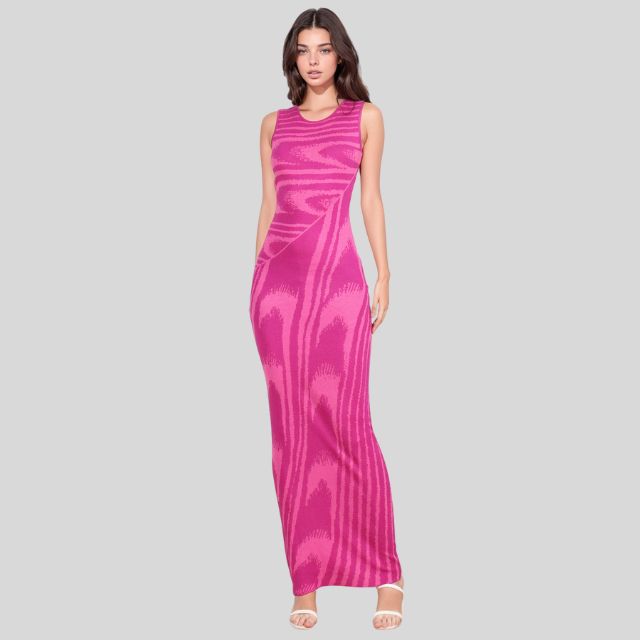 Chloe - Slim-fit velvet maxi dress with asymmetric neckline