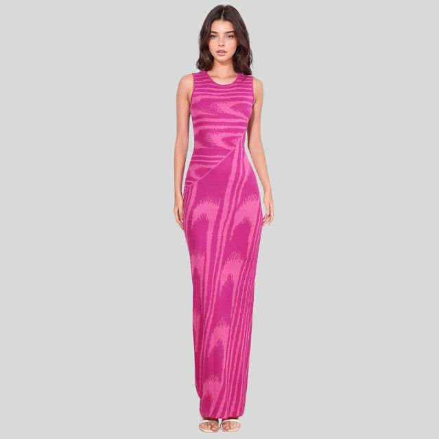 Chloe - Slim-fit velvet maxi dress with asymmetric neckline