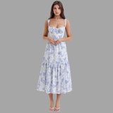 Clara - Midi dress with floral print and square neckline