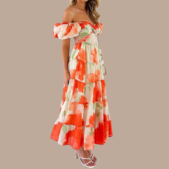 Bella - Boho maxi dress with off the shoulder straps