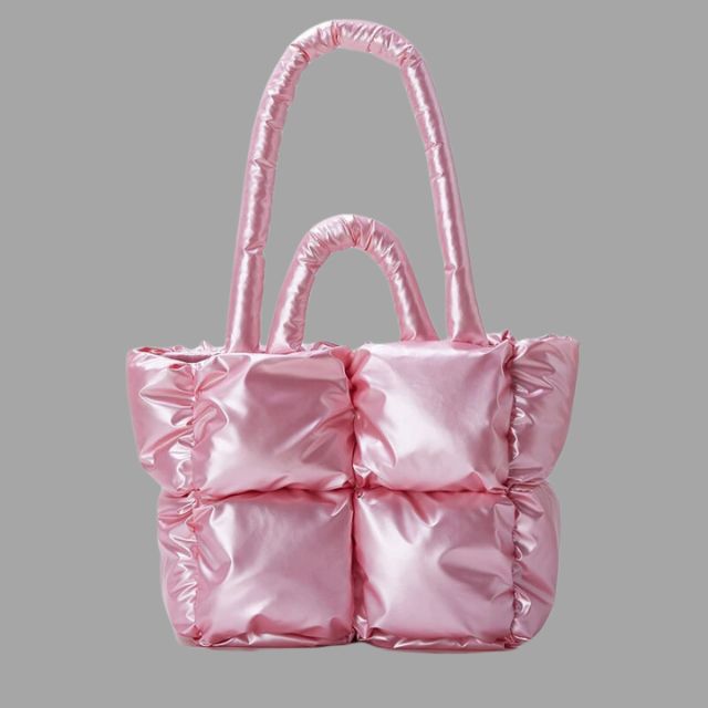 Aurora - Metallic puffer carrier bag with ruffled design