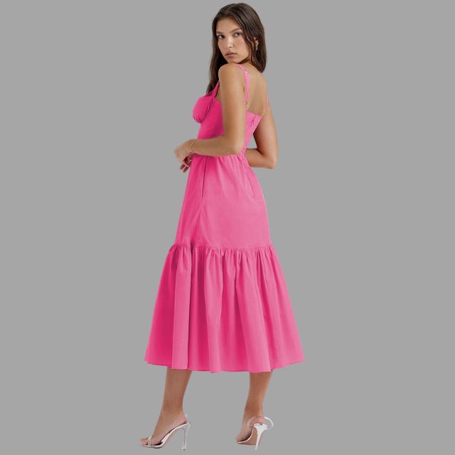 Clara - Midi dress with floral print and square neckline