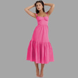 Clara - Midi dress with floral print and square neckline