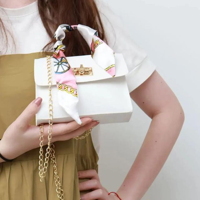 Kezia - Classic handbag with silk scarf and chain detail