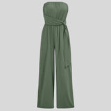 Olivia - Off-the-shoulder jumpsuit with waist tie