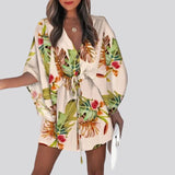 Giselle Boho Shirt Dress With V-Neck and Floral Print