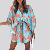 Giselle Boho Shirt Dress With V-Neck and Floral Print