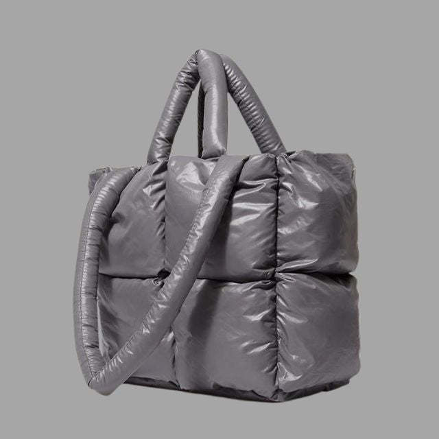 Aurora - Metallic puffer carrier bag with ruffled design