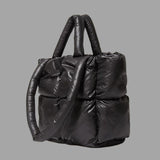 Aurora - Metallic puffer carrier bag with ruffled design