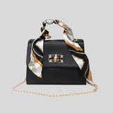 Kezia - Classic handbag with silk scarf and chain detail