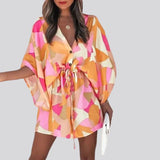 Giselle Boho Shirt Dress With V-Neck and Floral Print