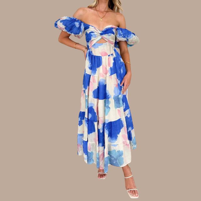 Bella - Boho maxi dress with off the shoulder straps