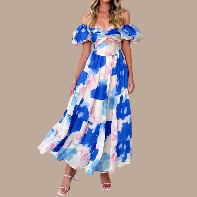 Bella - Boho maxi dress with off the shoulder straps