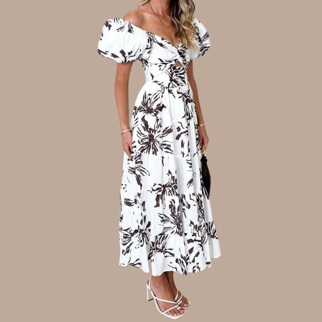 Bella - Boho maxi dress with off the shoulder straps