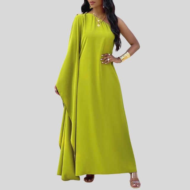 Lorelei - Single-coloured maxi dress with flowing sleeves