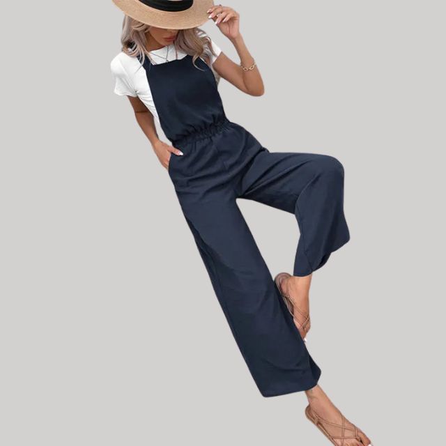 Caroline - Jumpsuit with wide leg and waist tightening