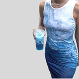 Mia - Ombre midi dress with oceanic colours