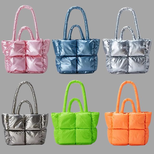 Aurora - Metallic puffer carrier bag with ruffled design