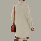 Hara - Cosy turtleneck jumper dress with contrasting stripes