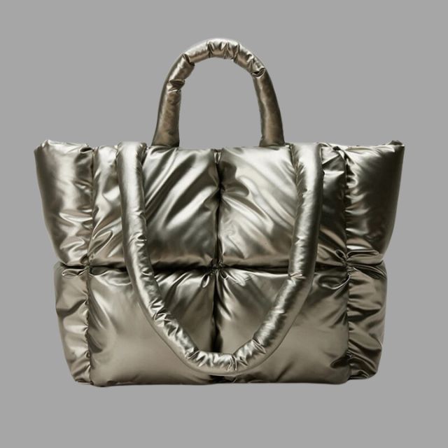 Aurora - Metallic puffer carrier bag with ruffled design