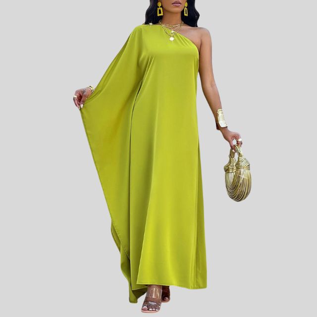 Lorelei - Single-coloured maxi dress with flowing sleeves