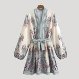 Camilla - Paisley mini dress with belted belt