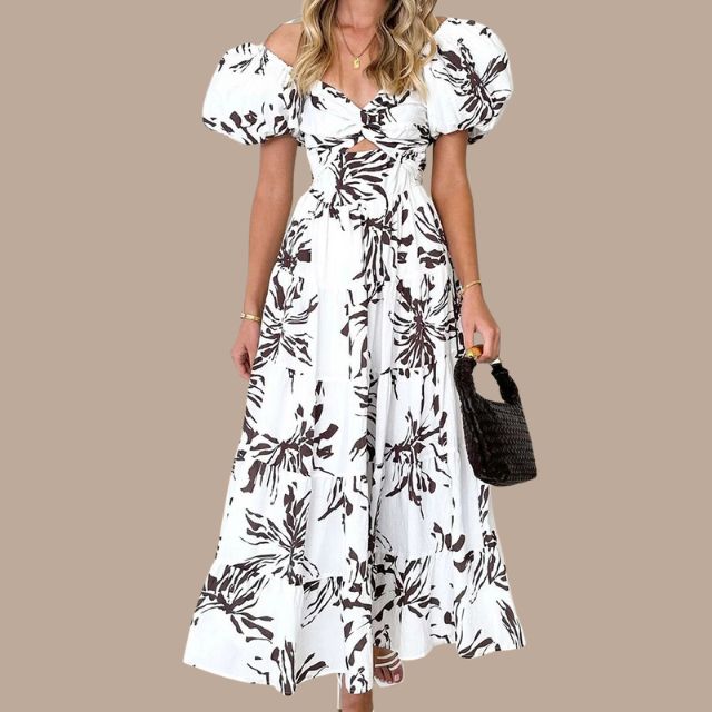 Bella - Boho maxi dress with off the shoulder straps