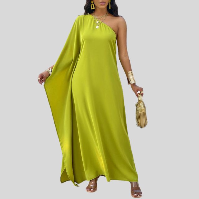 Lorelei - Single-coloured maxi dress with flowing sleeves