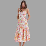 Clara - Midi dress with floral print and square neckline