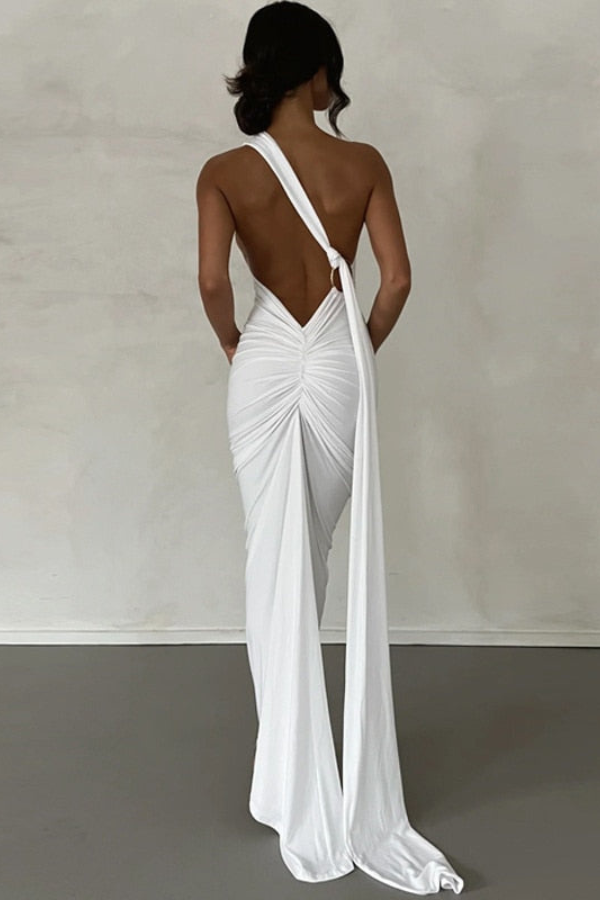 Natalie Oblique Shoulder Maxi Dress