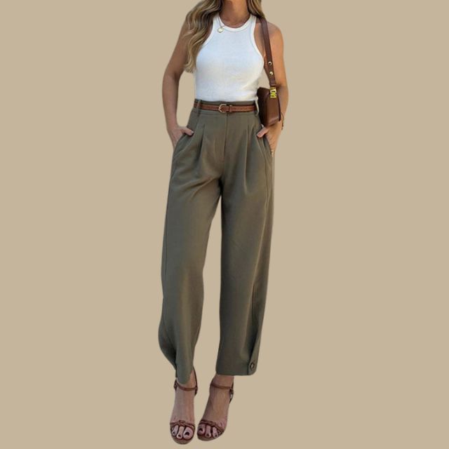 Rica - High-waisted cargo trousers with zip fastening