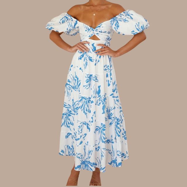 Bella - Boho maxi dress with off the shoulder straps