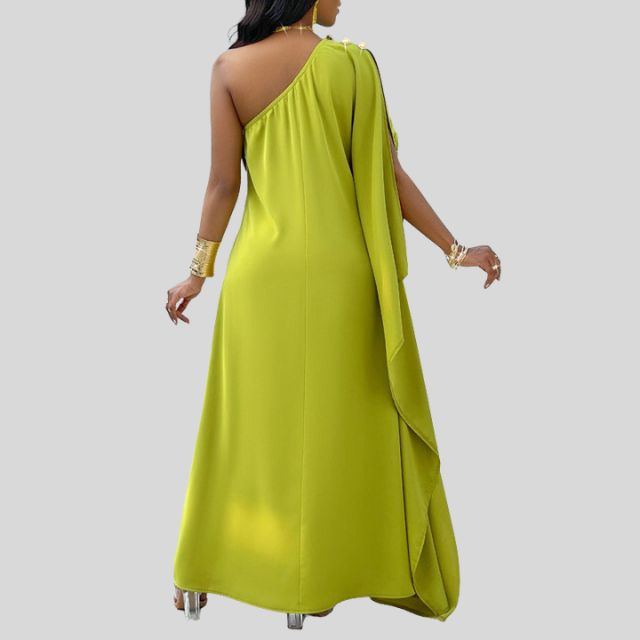 Lorelei - Single-coloured maxi dress with flowing sleeves