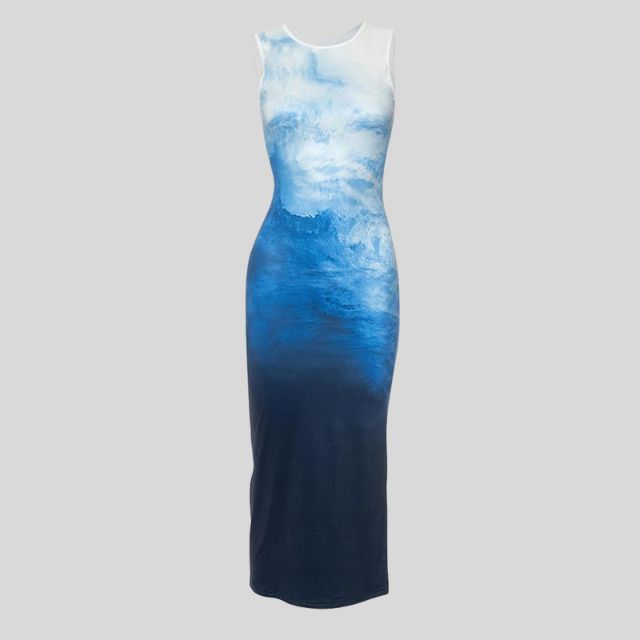 Mia - Ombre midi dress with oceanic colours