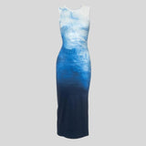 Mia - Ombre midi dress with oceanic colours