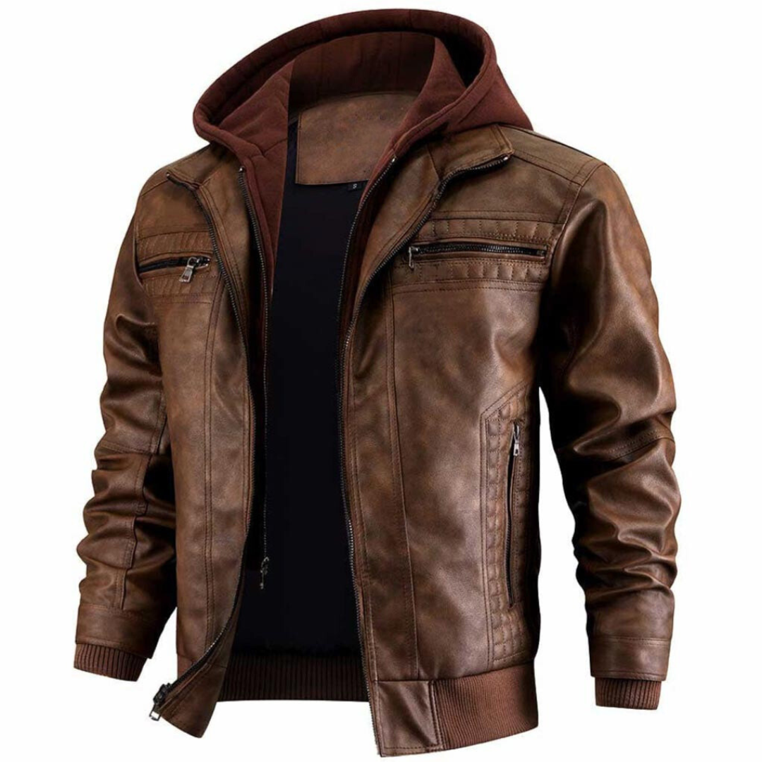 Yannick - Hooded leather jacket