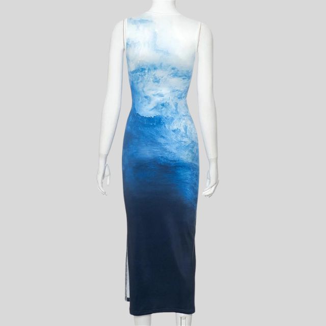 Mia - Ombre midi dress with oceanic colours